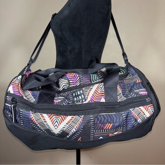 2/$30 Victoria's Secret PINK Duffle Bag Multicolor Geometric Print - Picture 1 of 5